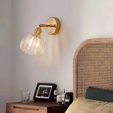 Vintage Brass Tulip Glass Wall Sconce 1-Light Lasson Living