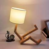 Modern Adjustable Wooden Table Lamp With Fabric Shade 1-Light Lasson Living