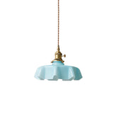 French Ruffled Glass Brass Pendant Light 1-Light Lasson Living