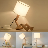 Modern Adjustable Wooden Table Lamp With Fabric Shade 1-Light Lasson Living