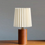 Vintage Korean Pleated Fabric Cylinder LED Table Lamp | 1-Light Lasson Living