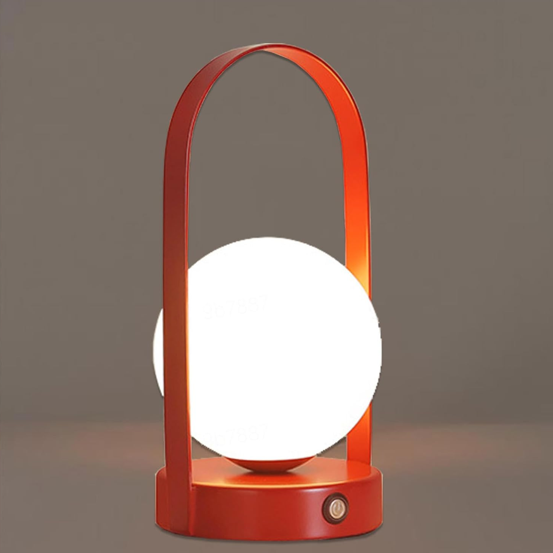 Modern Metal and Glass Globe LED Rechargeable Table Lamp 1-Light Lasson Living