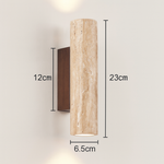 Japandi Travertine Wood Cylinder Wall Sconce LED 1-light Lasson Living