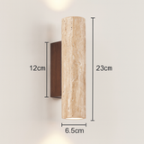 Japandi Travertine Wood Cylinder Wall Sconce LED 1-light Lasson Living