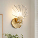 Art Deco Brass Glass Seashell Wall Sconce LED 1-Light Lasson Living