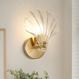 Art Deco Brass Glass Seashell Wall Sconce LED 1-Light Lasson Living