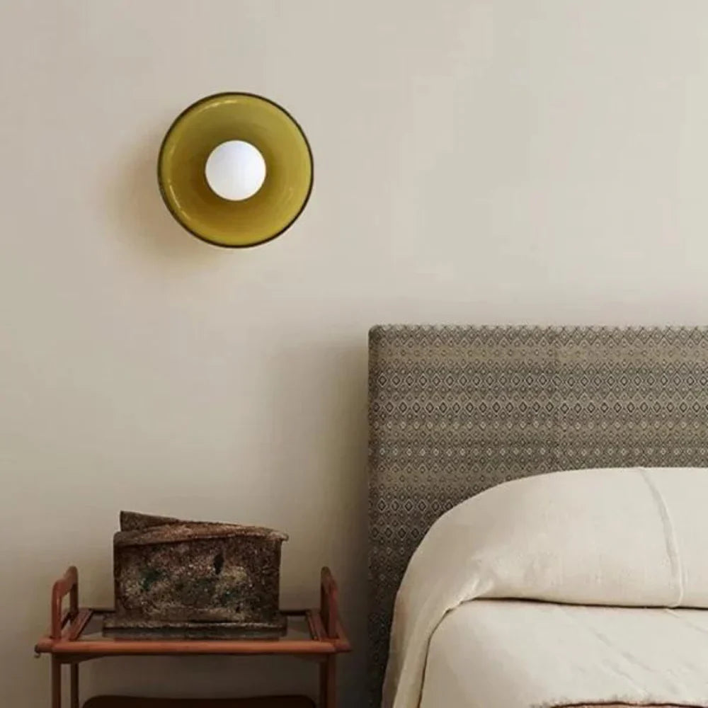 Nordic Glass Olive Disc Wall & Ceiling Light LED 1-light Lasson Living