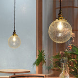Vintage Copper Glass Globe Pendant Light 1-Light Lasson Living