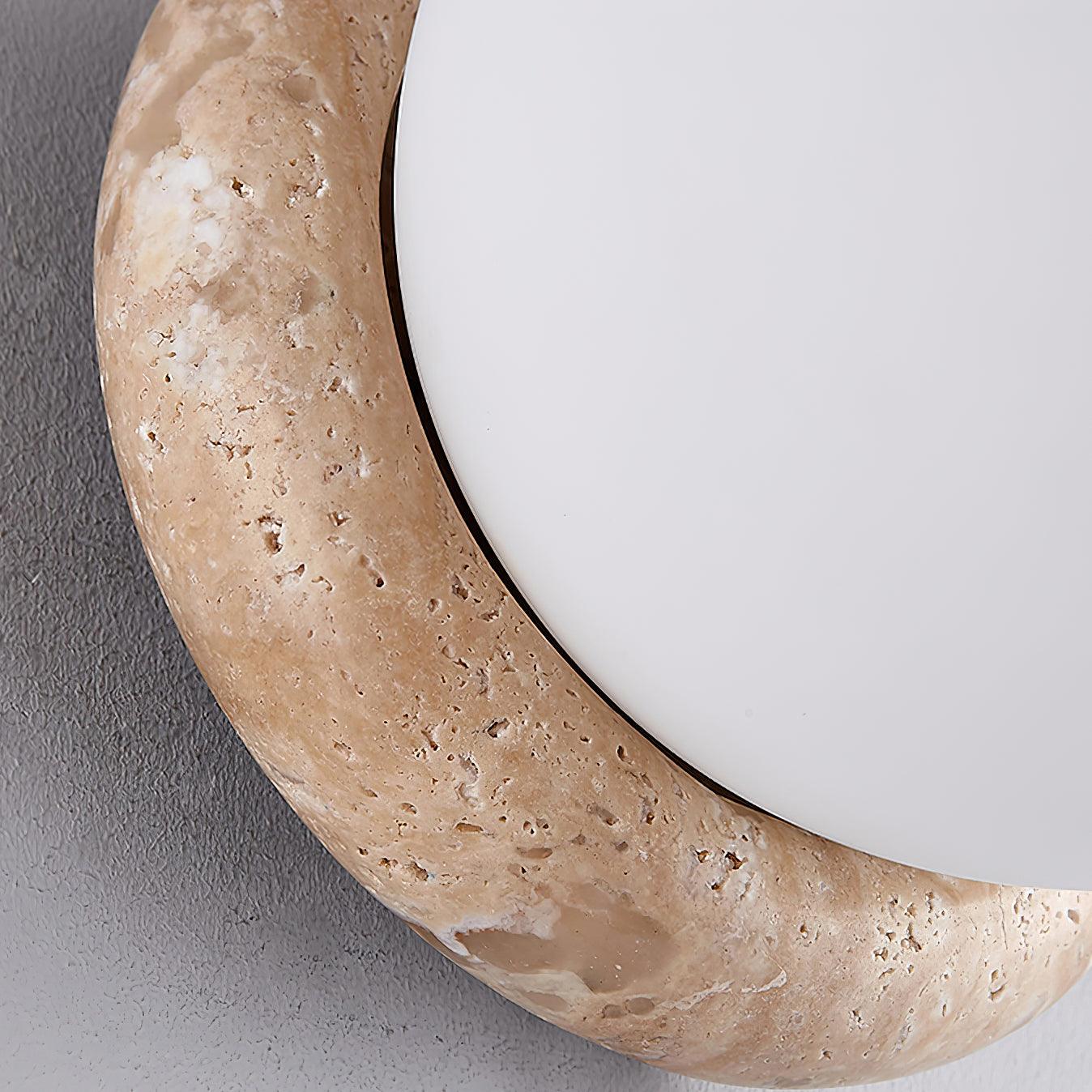 Modern Travertine Stone Round Outdoor Wall Light LED 1-Light Lasson Living