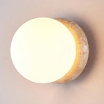 Modern Travertine Stone Round Outdoor Wall Light LED 1-Light Lasson Living