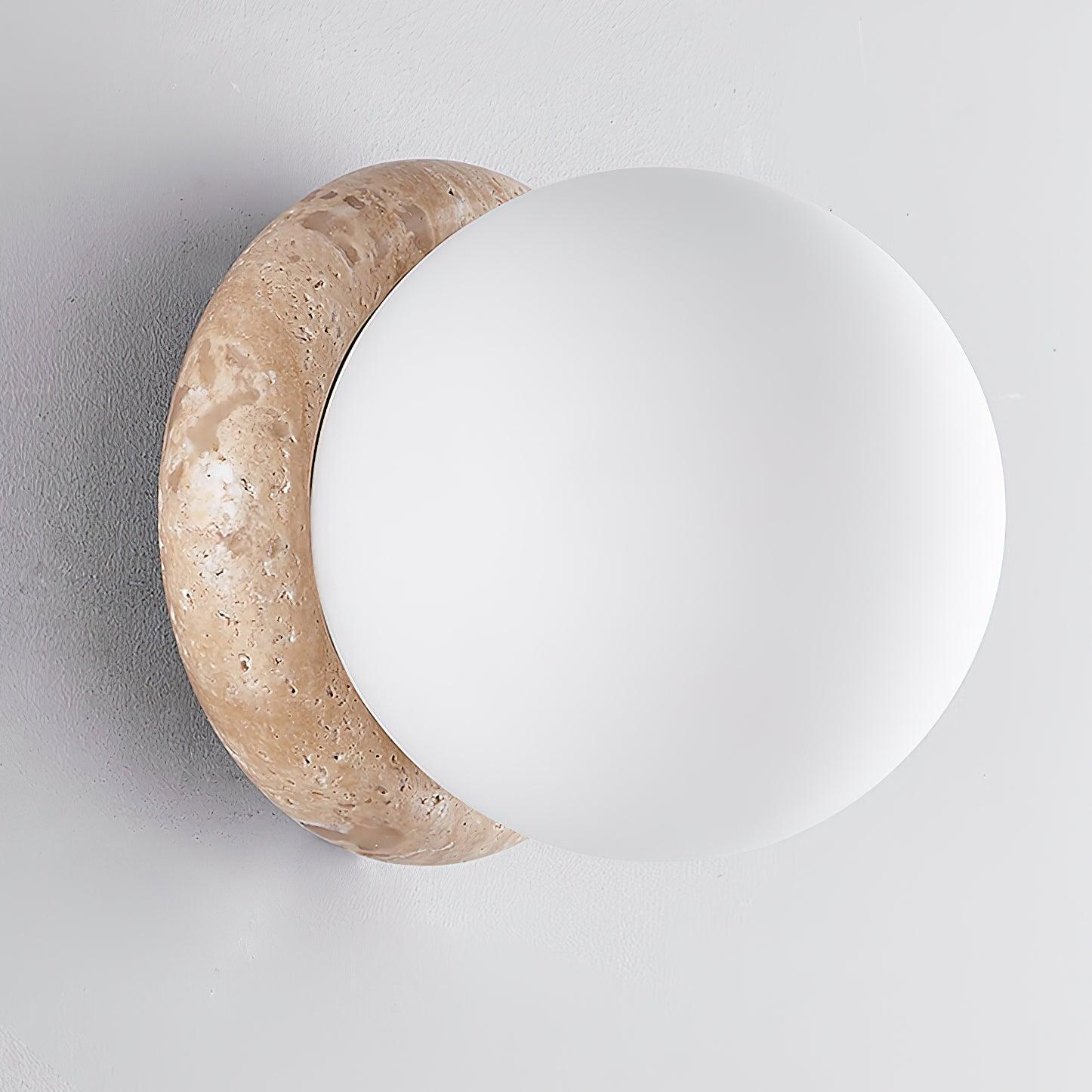 Modern Travertine Stone Round Outdoor Wall Light LED 1-Light Lasson Living