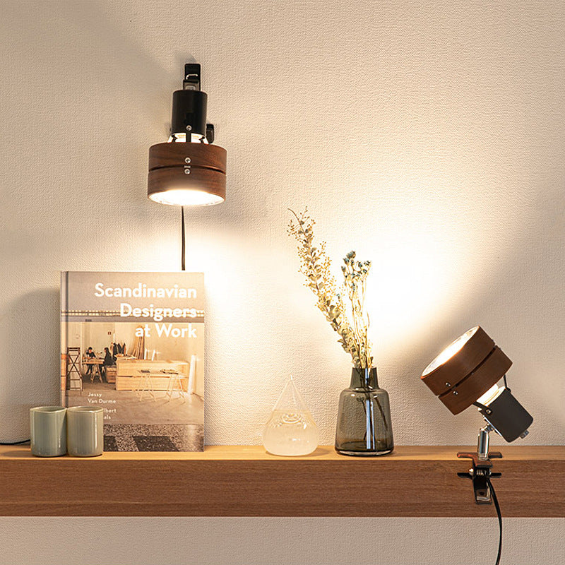 Japanese Solid Wood Round Clip Table Light | 1-Light Lasson Living