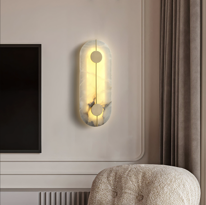 Modern Nordic Marble Round Wall Sconce LED 1-Light Lasson Living