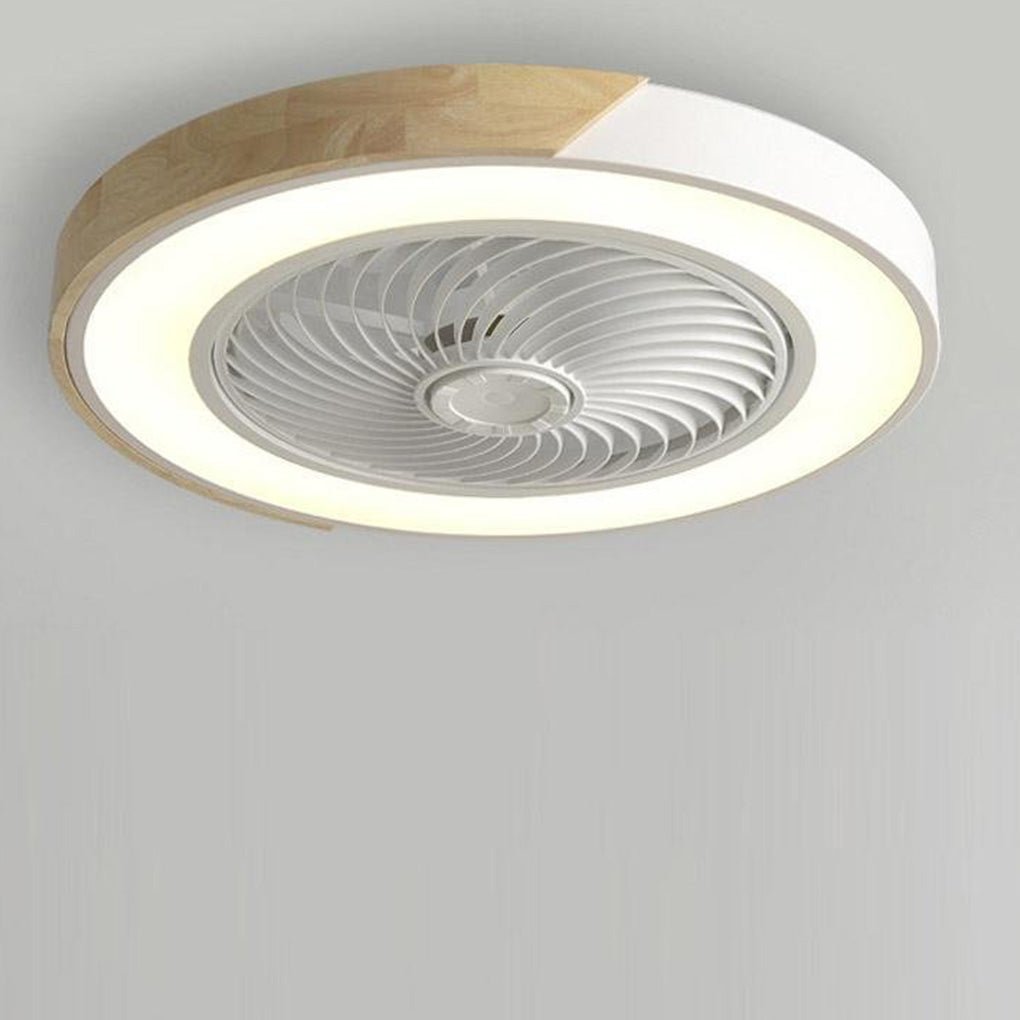 Modern Wood LED Ceiling Light with Fan 1-Light Lasson Living
