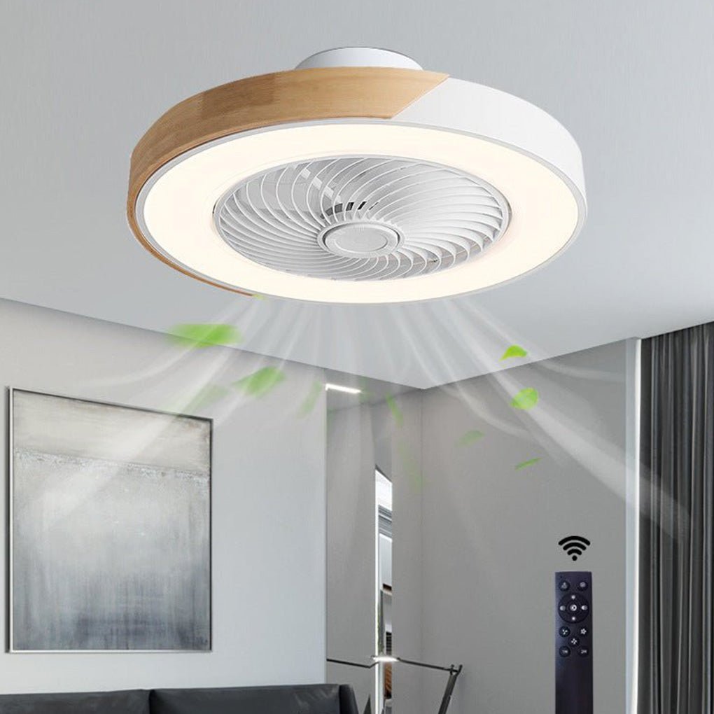 Modern Wood LED Ceiling Light with Fan 1-Light Lasson Living
