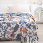 Rustic Artistic Flora Blanket | 100% Floral Cotton Blanket Lasson Living