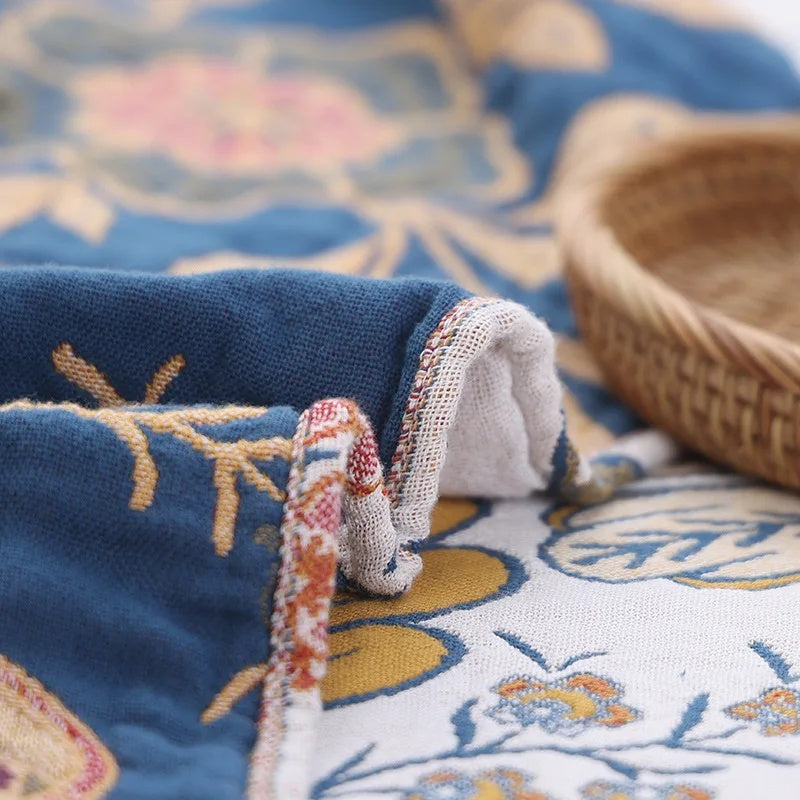 Rustic Artistic Flora Blanket | 100% Floral Cotton Blanket Lasson Living