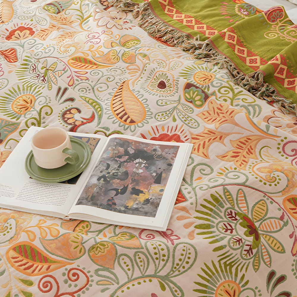 Autumn Leaf Boho Reversible Blanket Lasson Living