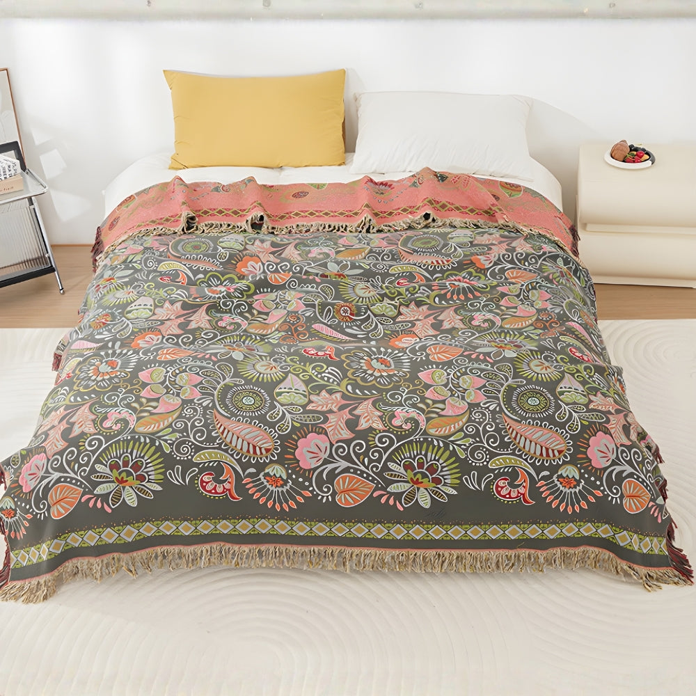 Autumn Leaf Boho Reversible Blanket Lasson Living
