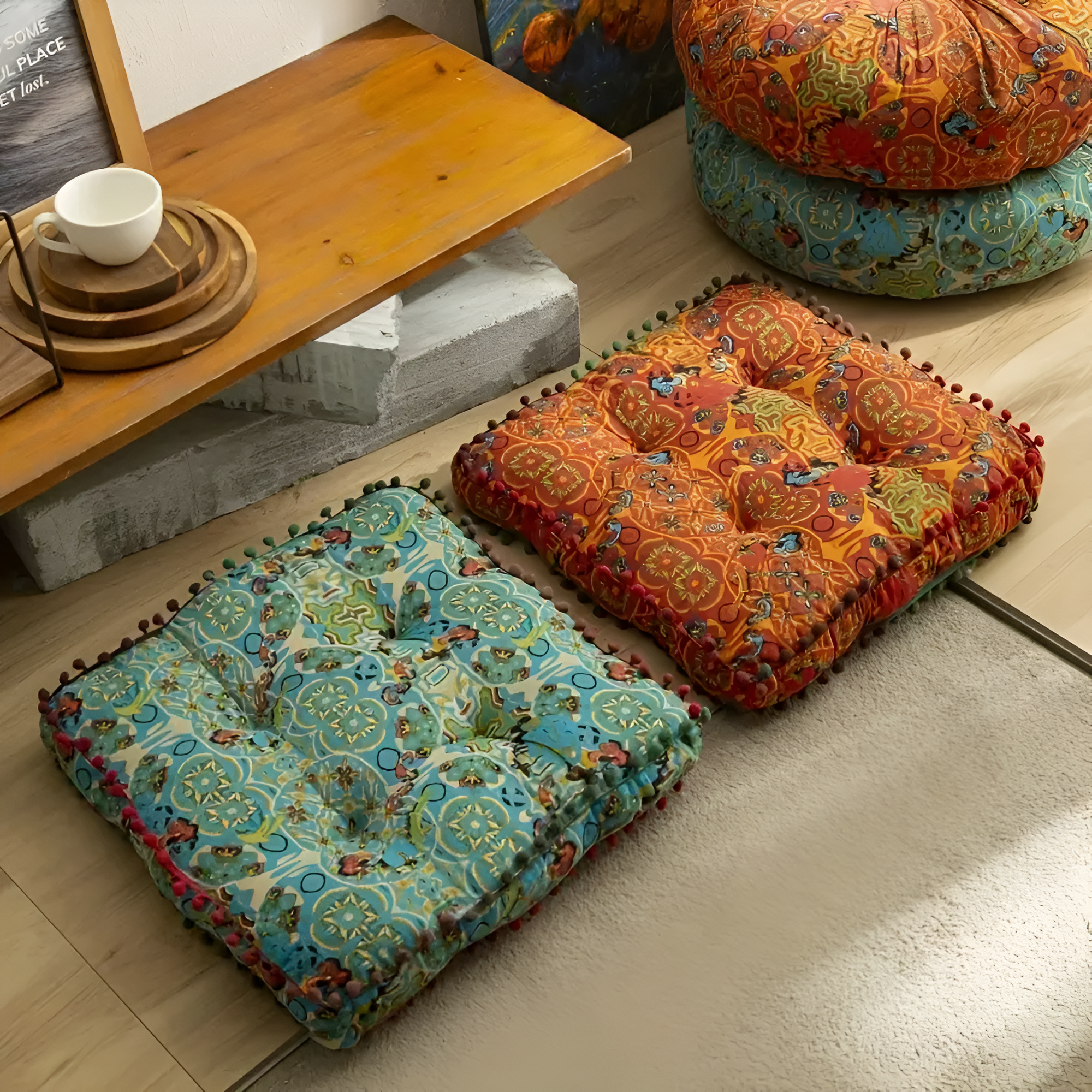Bohemian Embroidered Floor Cushion Lasson Living