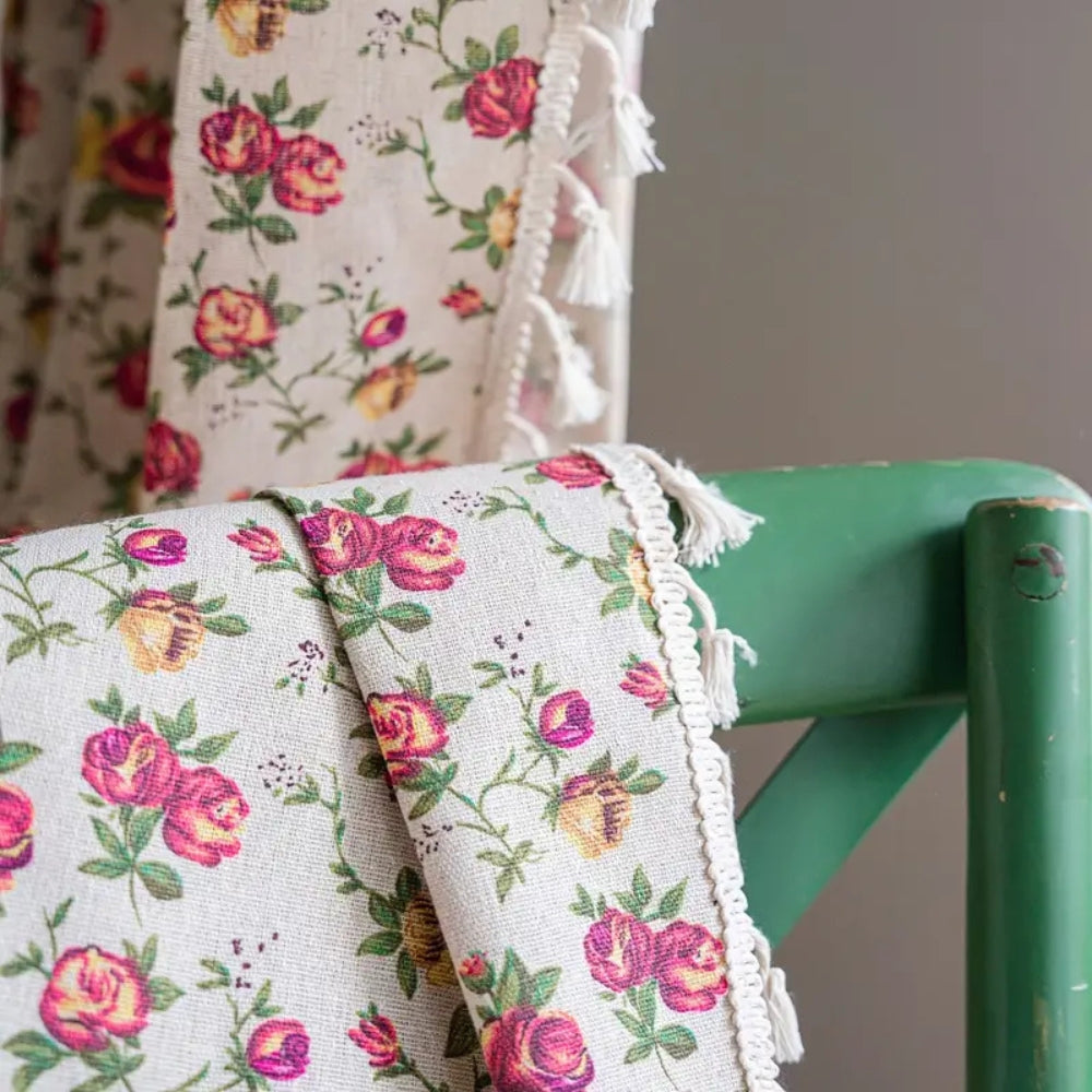 Floral Tasseled Soft Cotton Curtain Lasson Living
