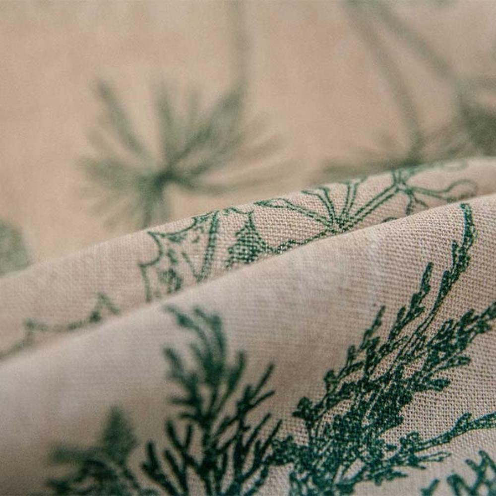 Green Pine Bird Pattern Tassel Curtain Lasson Living