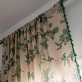Green Pine Bird Pattern Tassel Curtain Lasson Living