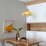 French Ruffled Glass Brass Pendant Light 1-Light Lasson Living
