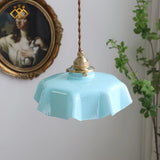 French Ruffled Glass Brass Pendant Light 1-Light Lasson Living