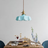 French Ruffled Glass Brass Pendant Light 1-Light Lasson Living