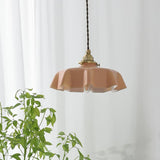 French Ruffled Glass Brass Pendant Light 1-Light Lasson Living