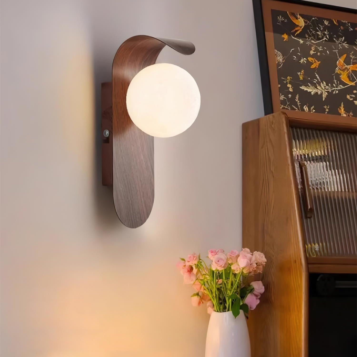 Nordic Wood Globe Wall Sconce LED 1-Light Lasson Living