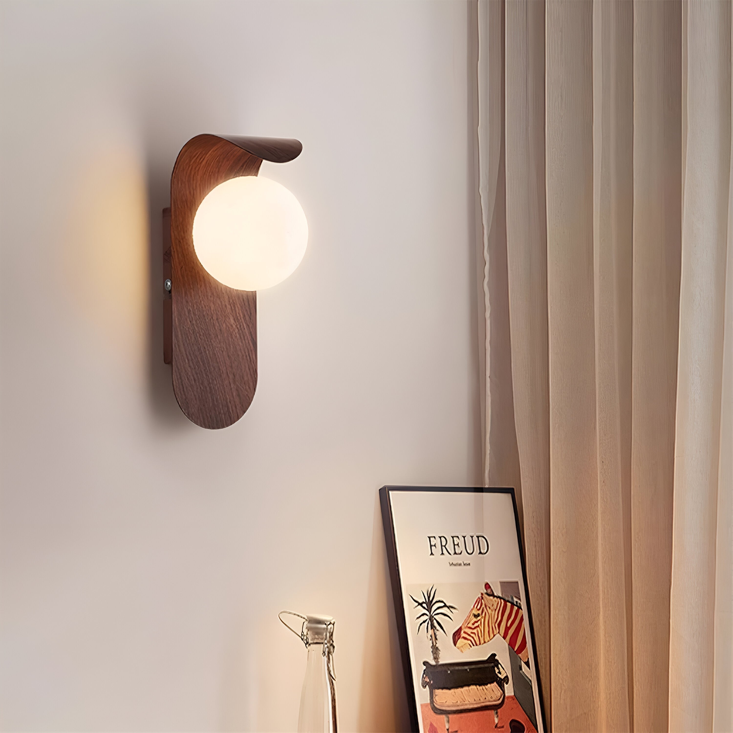 Nordic Wood Globe Wall Sconce LED 1-Light Lasson Living