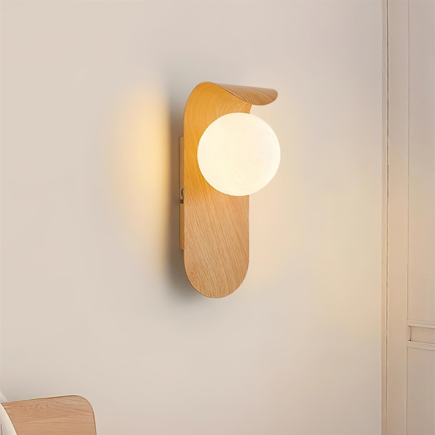 Nordic Wood Globe Wall Sconce LED 1-Light Lasson Living