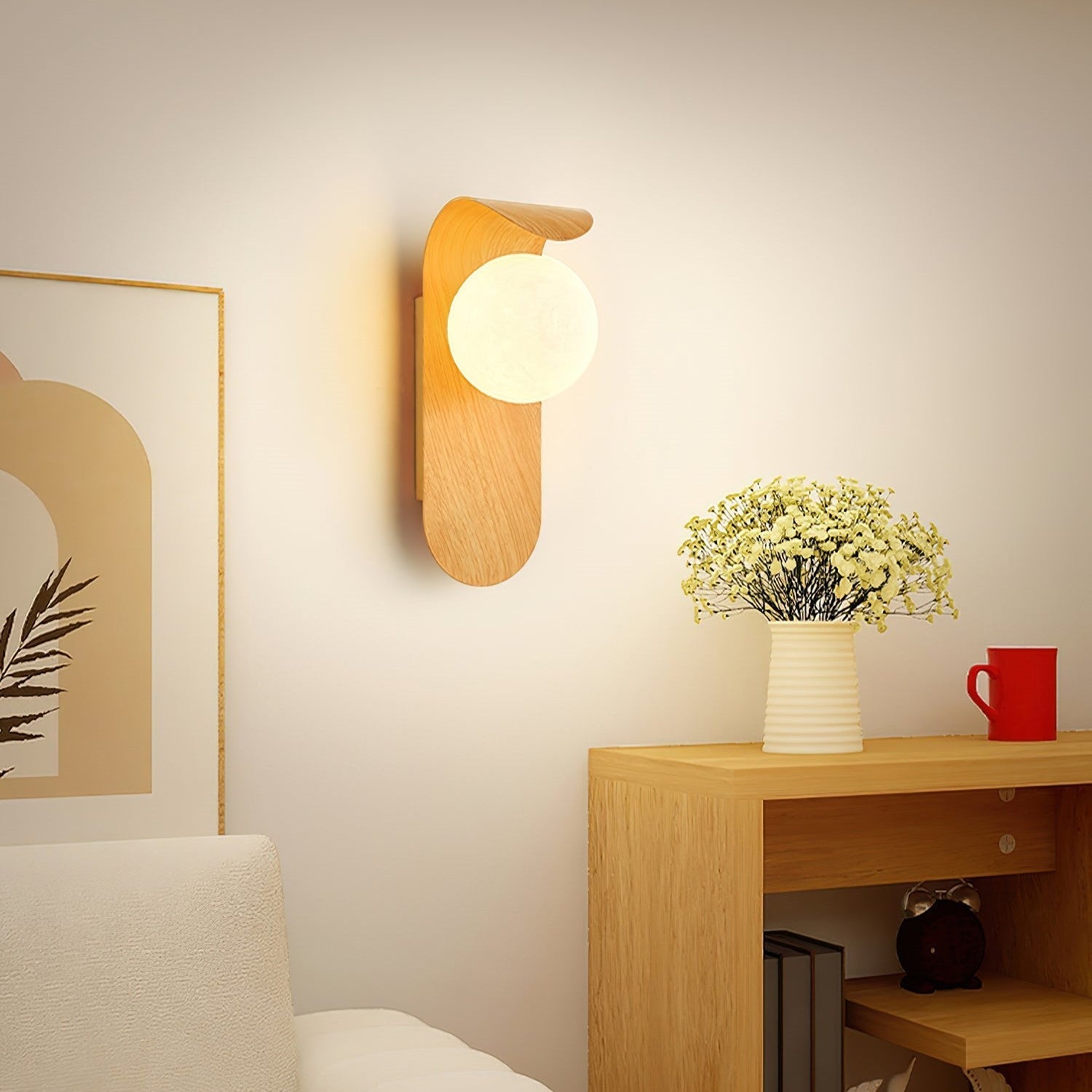 Nordic Wood Globe Wall Sconce LED 1-Light Lasson Living