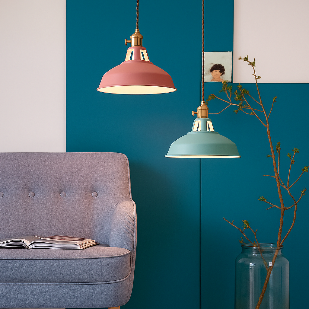Industrial Colourful Metal Dome Pendant Light LED 1-light Lasson Living