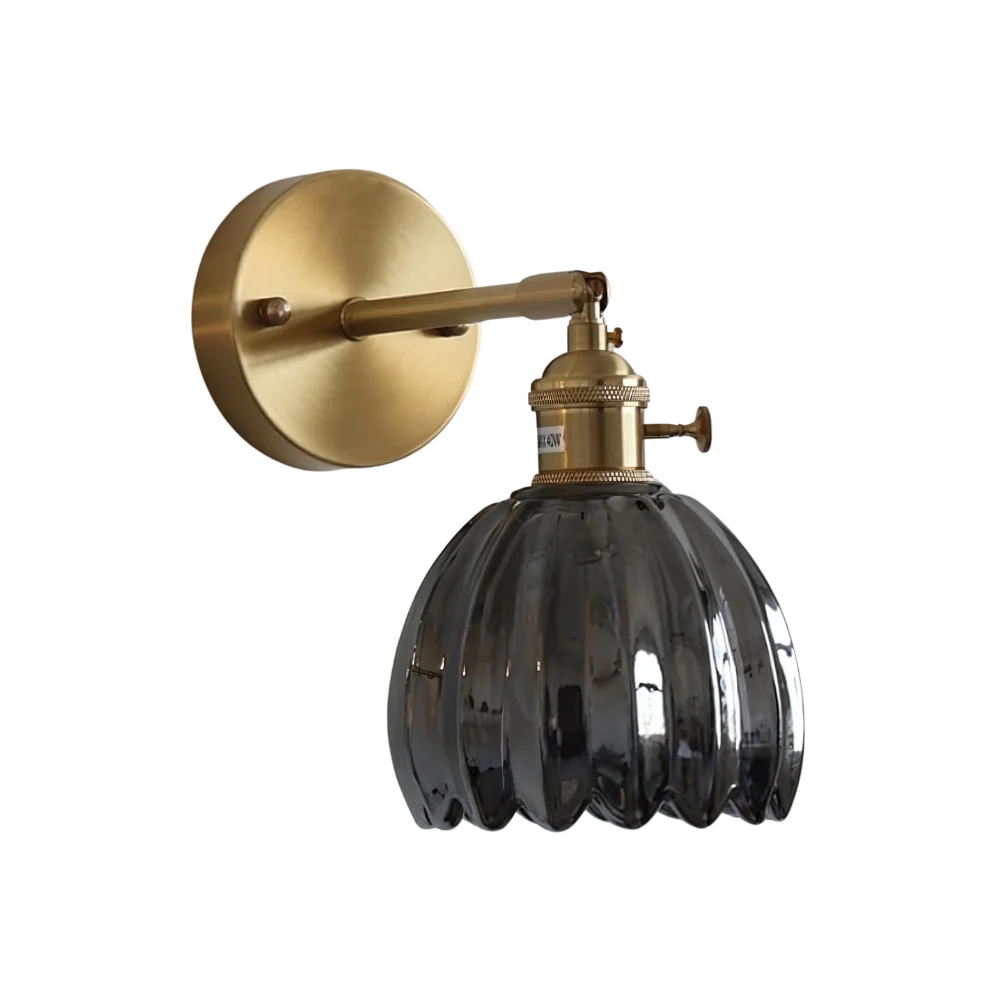 Vintage Brass Tulip Glass Wall Sconce 1-Light Lasson Living