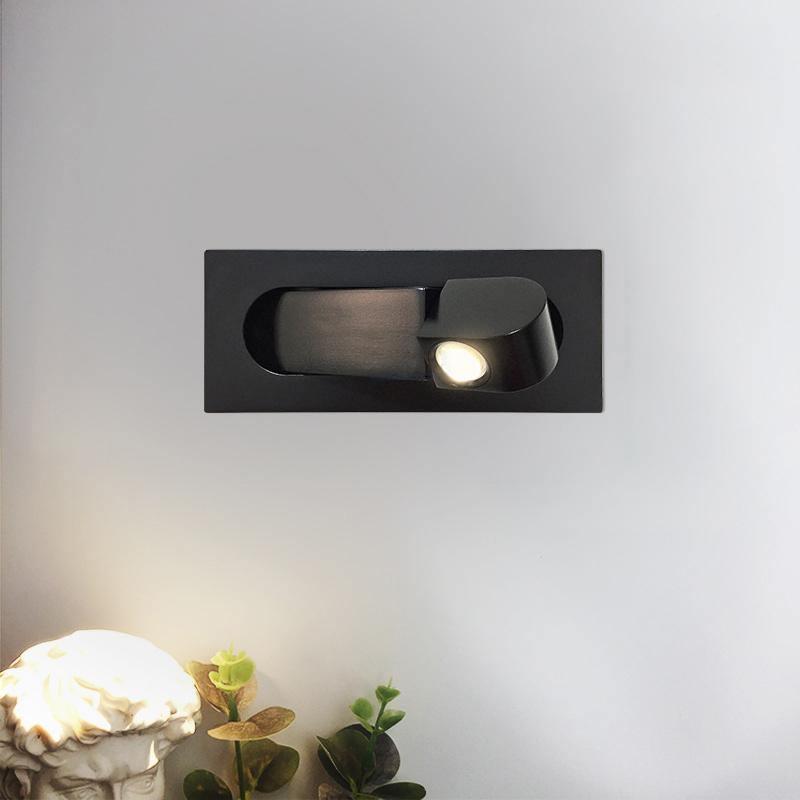 Modern Recessed Rectangular Adjustable LED Wall Sconce 1-Light Lasson Living