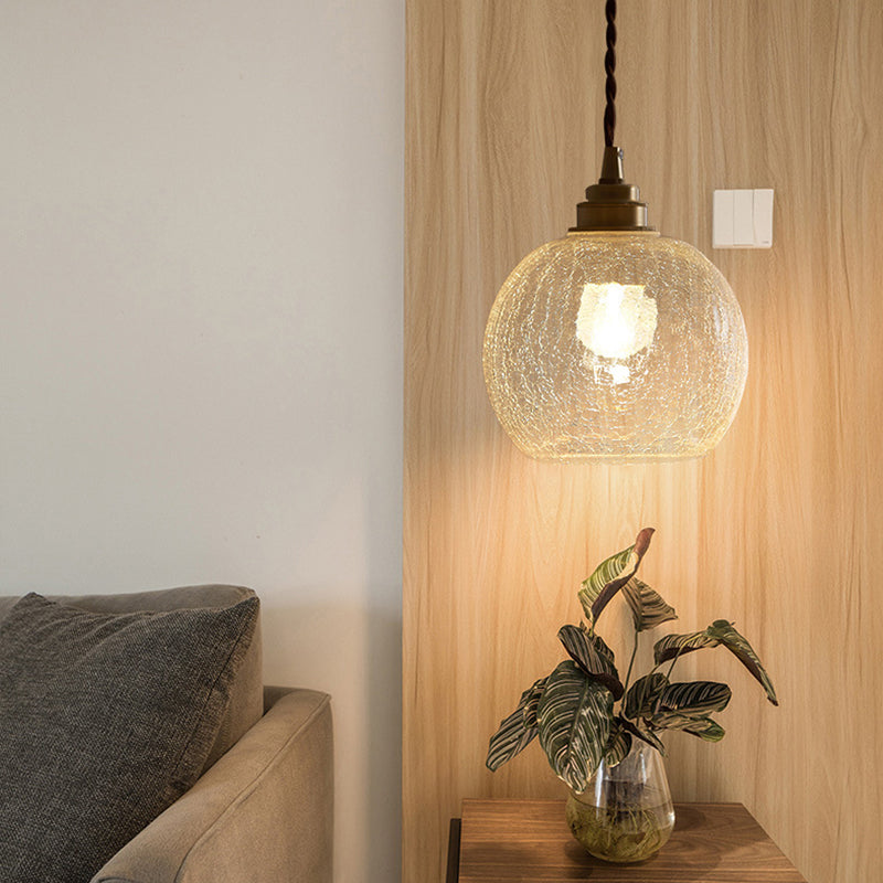 Vintage Copper Glass Globe Pendant Light 1-Light Lasson Living