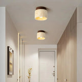 Elegant Travertine Ceiling Light Fixture with Wooden Accent – Japanese Design for Home Decor and Warm Ambient Lighting Lasson Living