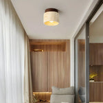 Elegant Travertine Ceiling Light Fixture with Wooden Accent – Japanese Design for Home Decor and Warm Ambient Lighting Lasson Living