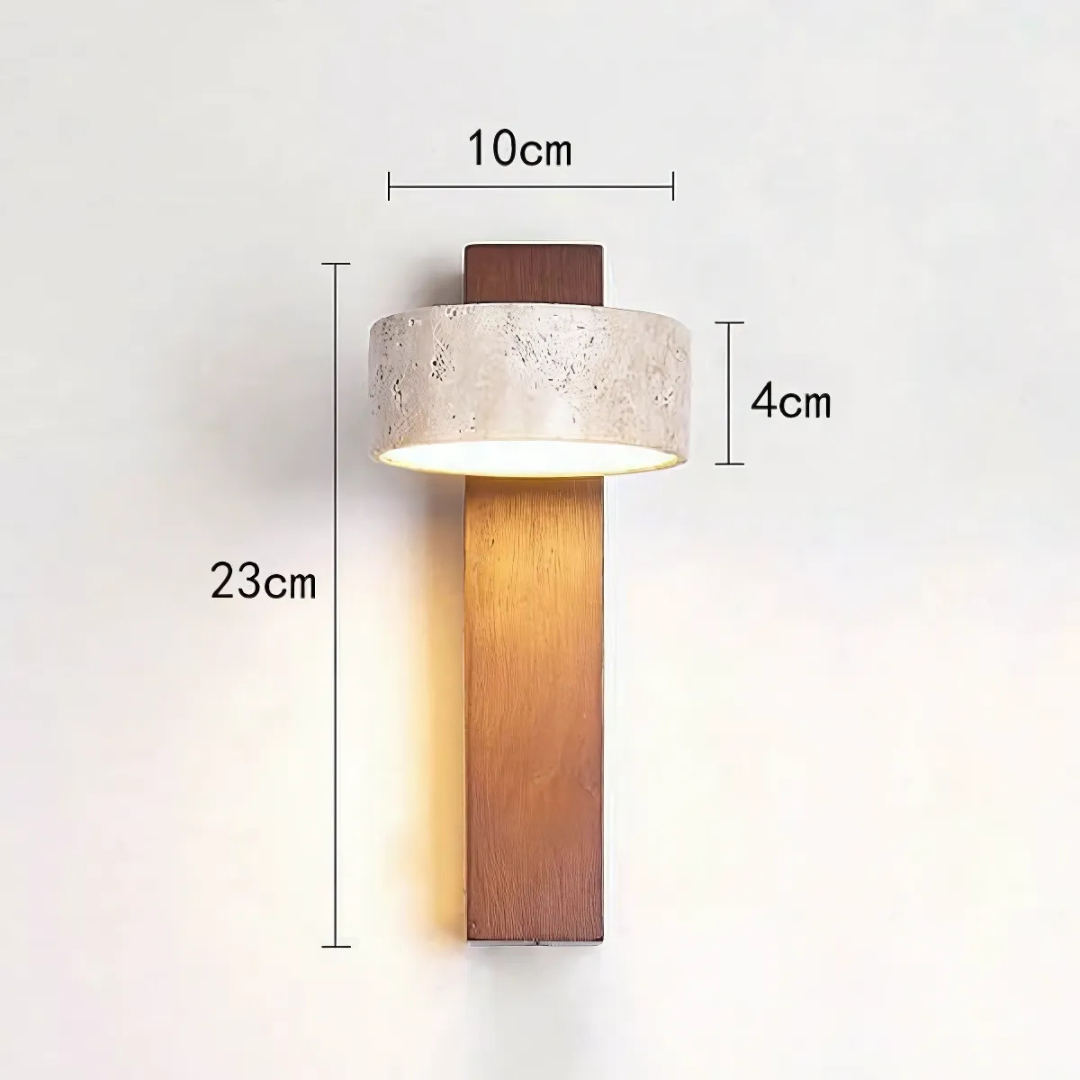 Wabi-sabi Travertine Wood LED Wall Sconce 1-Light Lasson Living