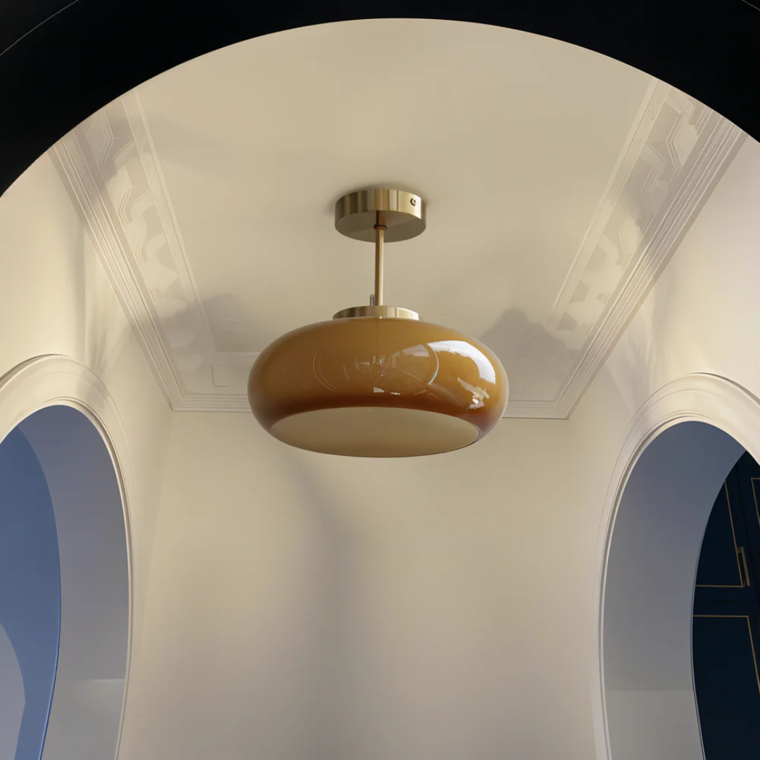 Vintage Glass Ceiling Light 1-Light Lasson Living