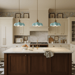 French Ruffled Glass Brass Pendant Light 1-Light Lasson Living