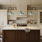 French Ruffled Glass Brass Pendant Light 1-Light Lasson Living