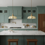 French Ruffled Glass Brass Pendant Light 1-Light Lasson Living