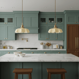 French Ruffled Glass Brass Pendant Light 1-Light Lasson Living