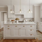 French Ruffled Glass Brass Pendant Light 1-Light Lasson Living