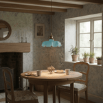 French Ruffled Glass Brass Pendant Light 1-Light Lasson Living