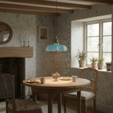 French Ruffled Glass Brass Pendant Light 1-Light Lasson Living